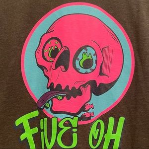 Men’s Gray Five Oh Skate Shop Skull Tee Short Sleeve T-Shirt